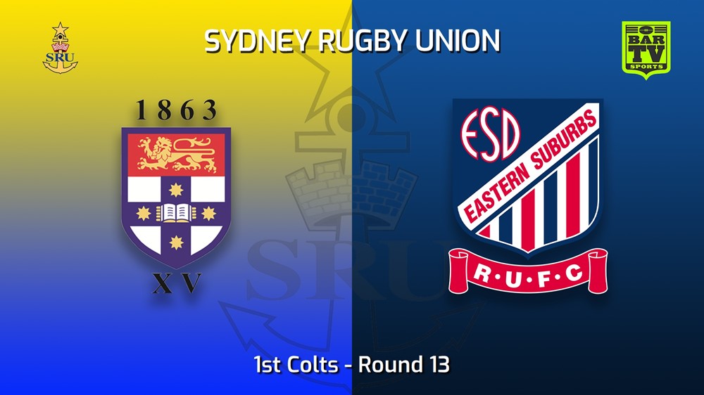 220702-Sydney Rugby Union Round 13 - 1st Colts - Sydney University v Eastern Suburbs Sydney Slate Image