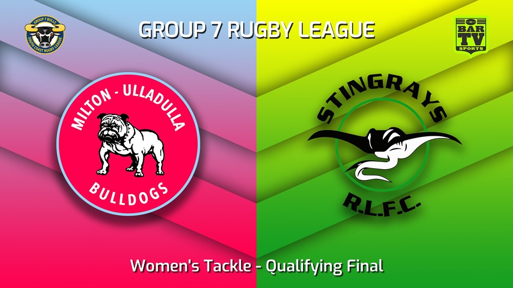 230820-South Coast Qualifying Final - Women's Tackle - Milton-Ulladulla Bulldogs v Stingrays of Shellharbour Slate Image