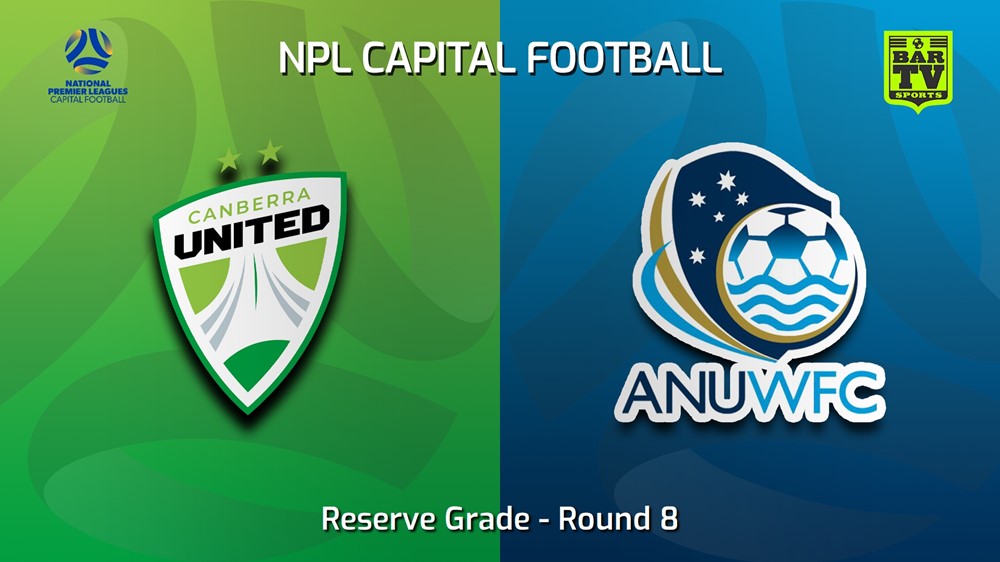 230528-NPL Women - Reserve Grade - Capital Football Round 8 - Canberra United Academy v ANU WFC (women) Minigame Slate Image
