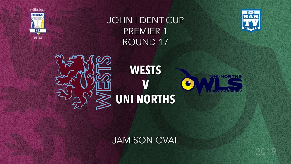 John I Dent Round 17 - Premier 1 - Wests Lions v UNI-Norths Slate Image