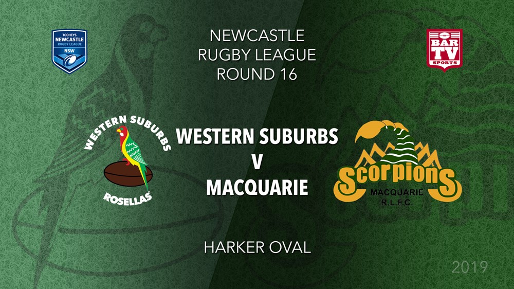 Newcastle Rugby League Round 16 - 1st Grade - Western Suburbs Rosellas v Macquarie Scorpions Slate Image