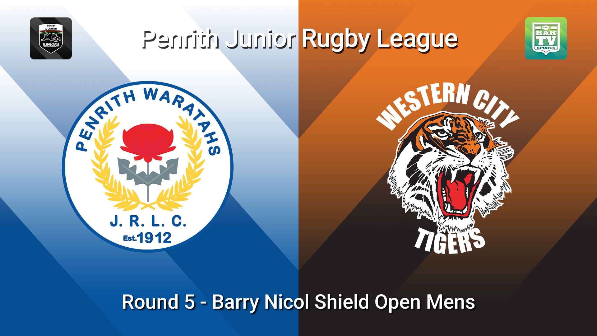 260502-video-Penrith & District Junior Rugby League Round 5 - Barry Nicol Shield Open Mens - Penrith Waratahs v Western City Tigers Slate Image