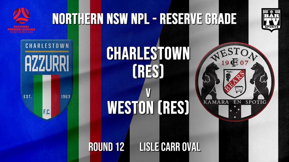 NPL NNSW RES Round 12 - Charlestown Azzurri FC (Res) v Weston Workers FC (Res) Slate Image
