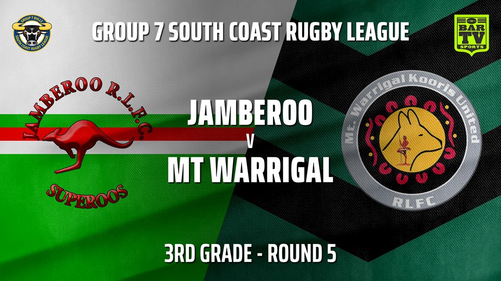 210515-Group 7 RL Round 5 - 3rd Grade - Jamberoo v Mt Warrigal Kooris Minigame Slate Image