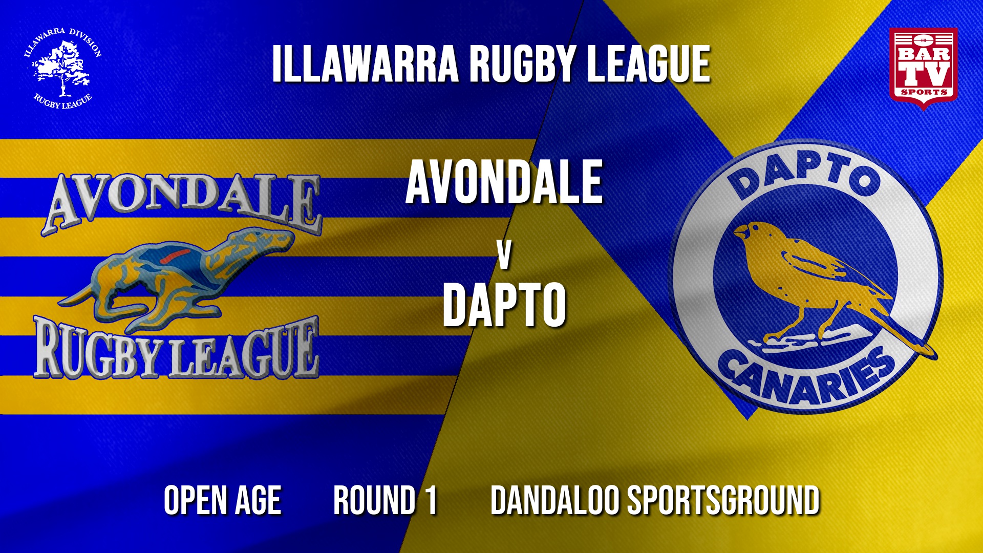IRL Round 1 - Open Age - Avondale RLFC v Dapto Canaries Slate Image