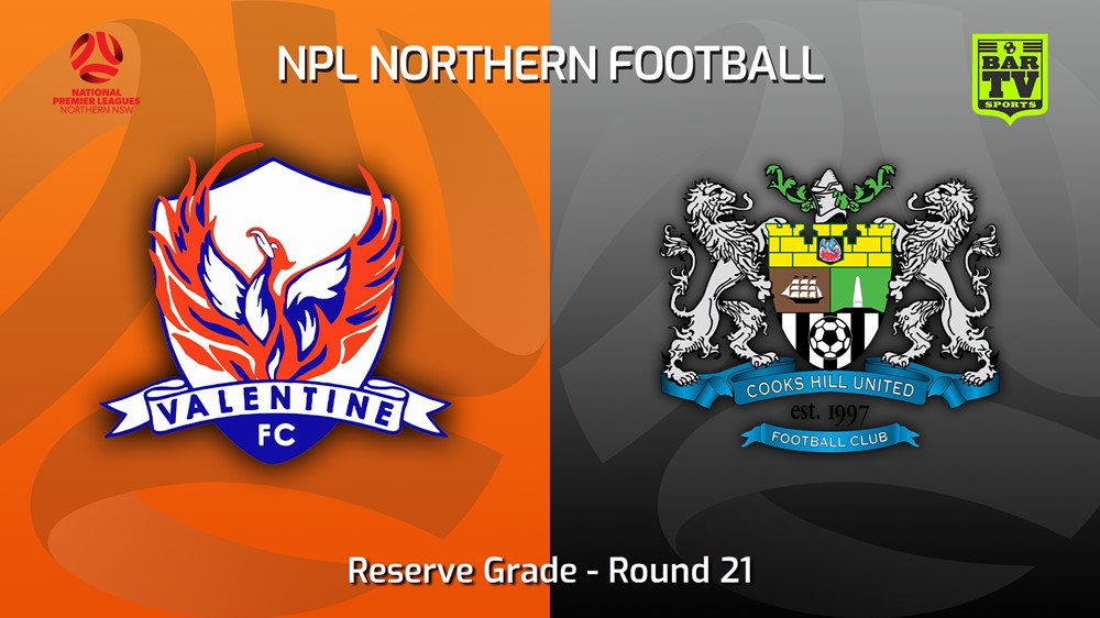 MINI GAME: NNSW NPLM Res Round 21 - Valentine Phoenix FC Res v Cooks Hill United FC (Res) Slate Image