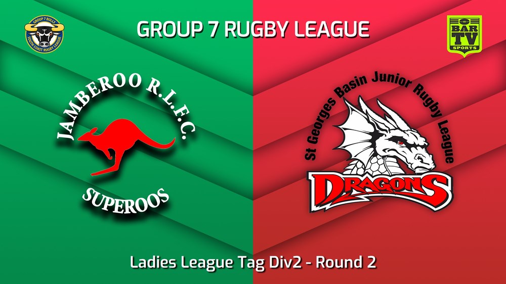 230401-South Coast Round 2 - Ladies League Tag Div2 - Jamberoo Superoos v St Georges Basin Dragons Minigame Slate Image