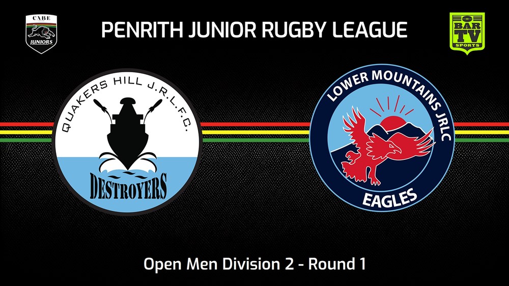 240421-video-Penrith & District Junior Rugby League Round 1 - Open Men Division 2 - Quakers Hill Destroyers v Lower Mountains Slate Image