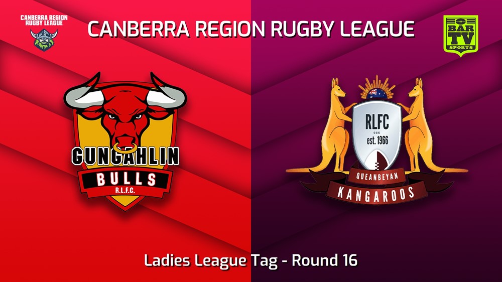 230812-Canberra Round 16 - Ladies League Tag - Gungahlin Bulls v Queanbeyan Kangaroos Slate Image