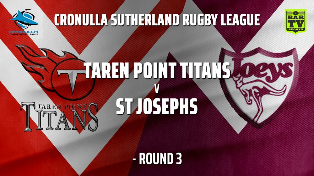 210516-Cronulla JRL - Southern Under 15s Silver - Round 3 - Taren Point Titans v St Josephs Slate Image