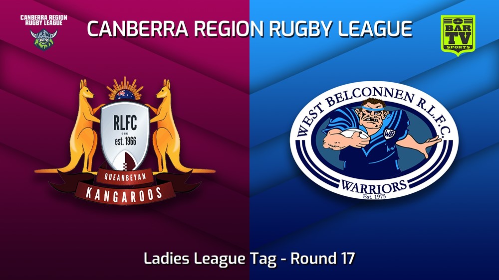 220820-Canberra Round 17 - Ladies League Tag - Queanbeyan Kangaroos v West Belconnen Warriors Slate Image