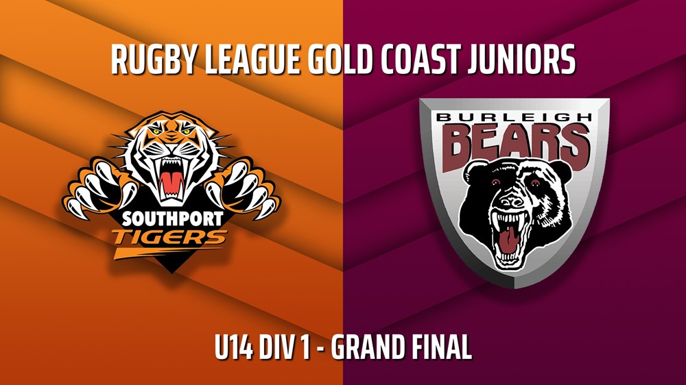 220903-Rugby League Gold Coast Juniors U14 Div 1 - Grand Final - Southport Tigers v Burleigh Bears Juniors Slate Image