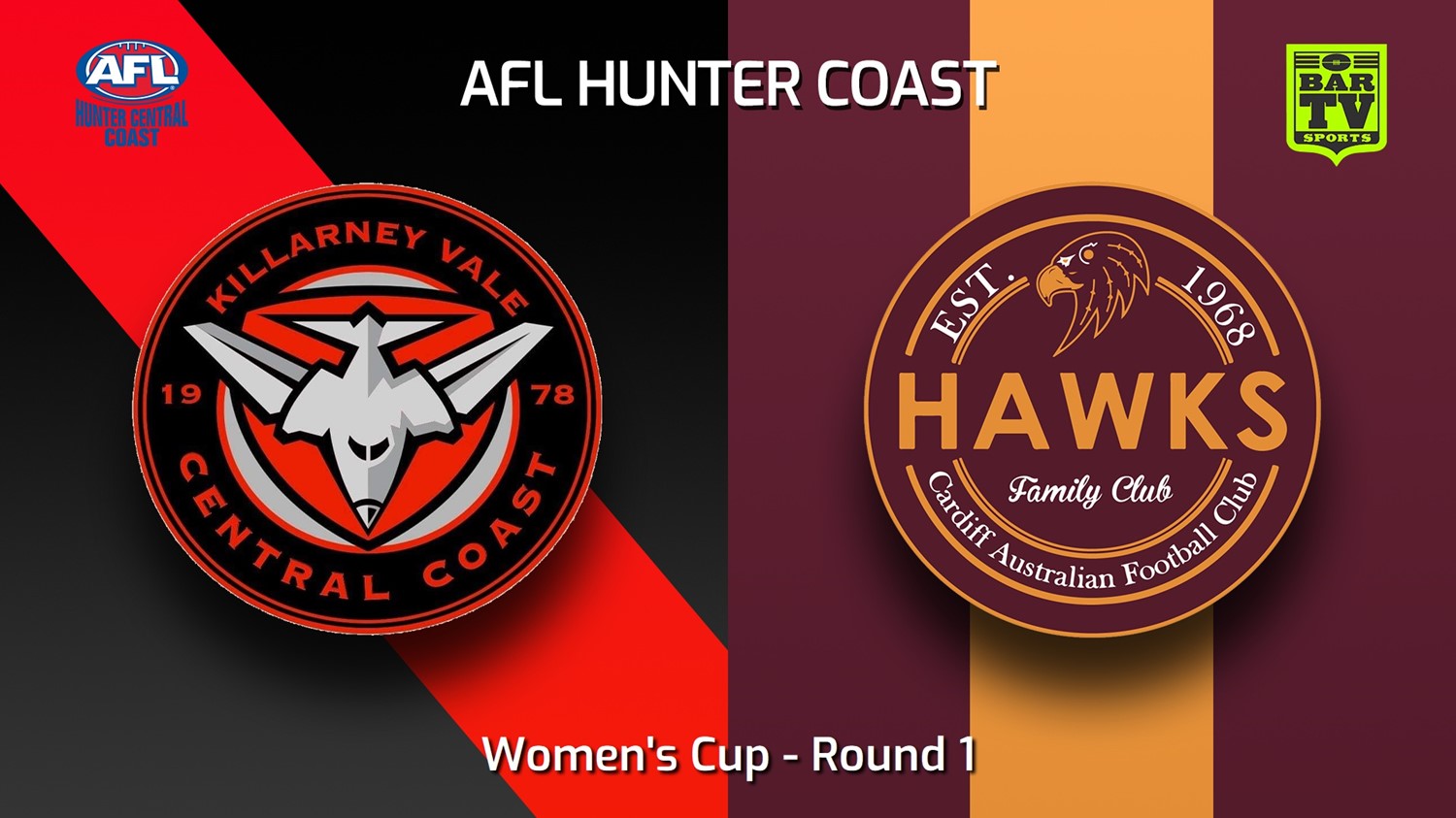 230401-AFL Hunter Central Coast Round 1 - Women's Cup - Killarney Vale Bombers v Cardiff Hawks Minigame Slate Image