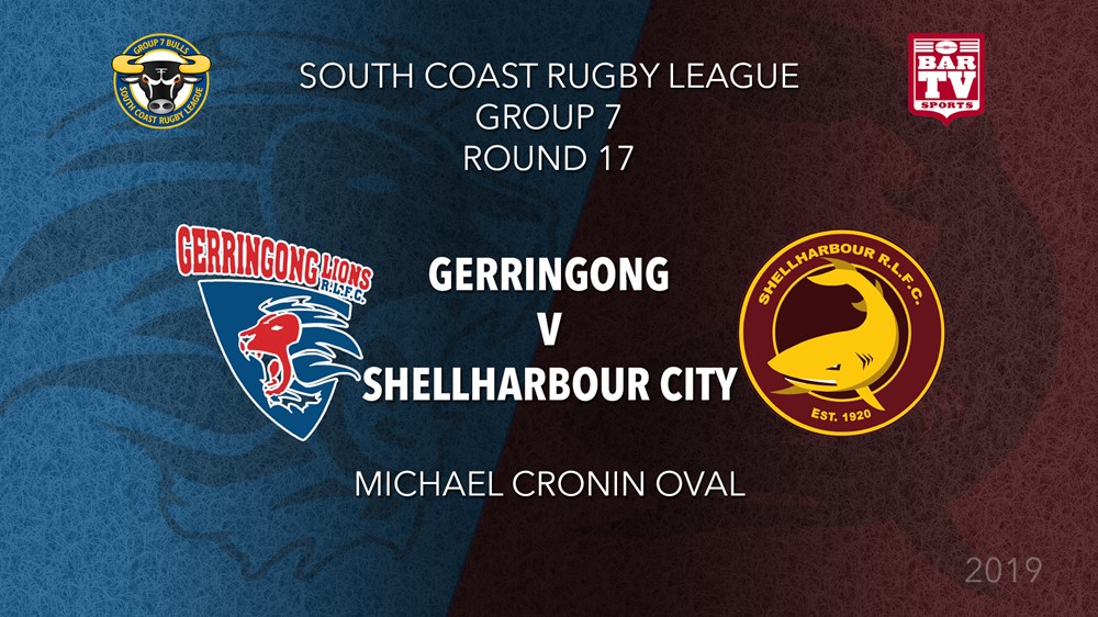  Group 7 South Coast Rugby League Round 17 - 1st Grade - Gerringong v Shellharbour Sharks Slate Image