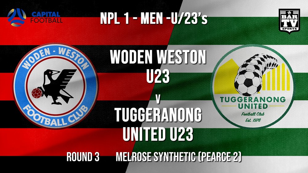 NPL1 Men - U23 - Capital Football  Round 3 - Woden Weston U23 v Tuggeranong United U23 Slate Image