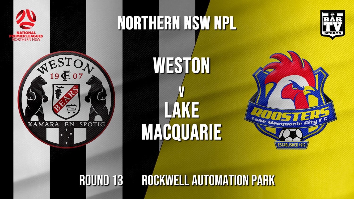 NPL - NNSW Round 13 - Weston Workers FC v Lake Macquarie City FC Minigame Slate Image
