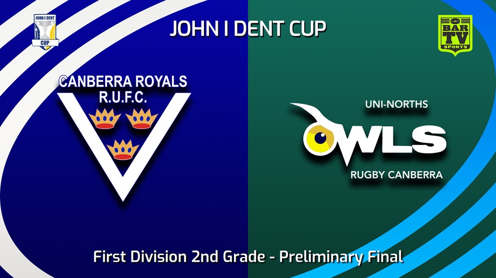 230819-John I Dent (ACT) Preliminary Final - First Division 2nd Grade - Canberra Royals v UNI-North Owls Slate Image