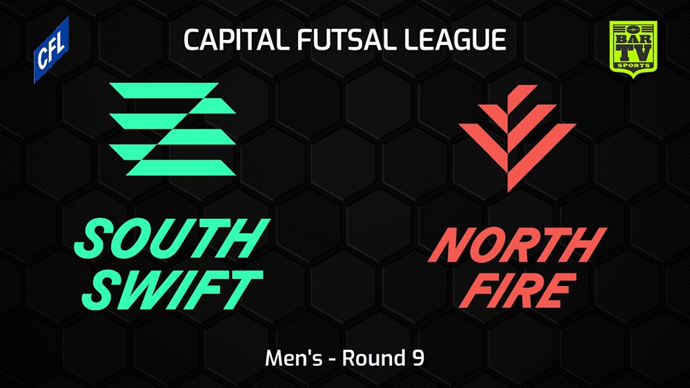 231215-Capital Football Futsal Round 9 - Men's - South Canberra Swift v North Canberra Fire Minigame Slate Image