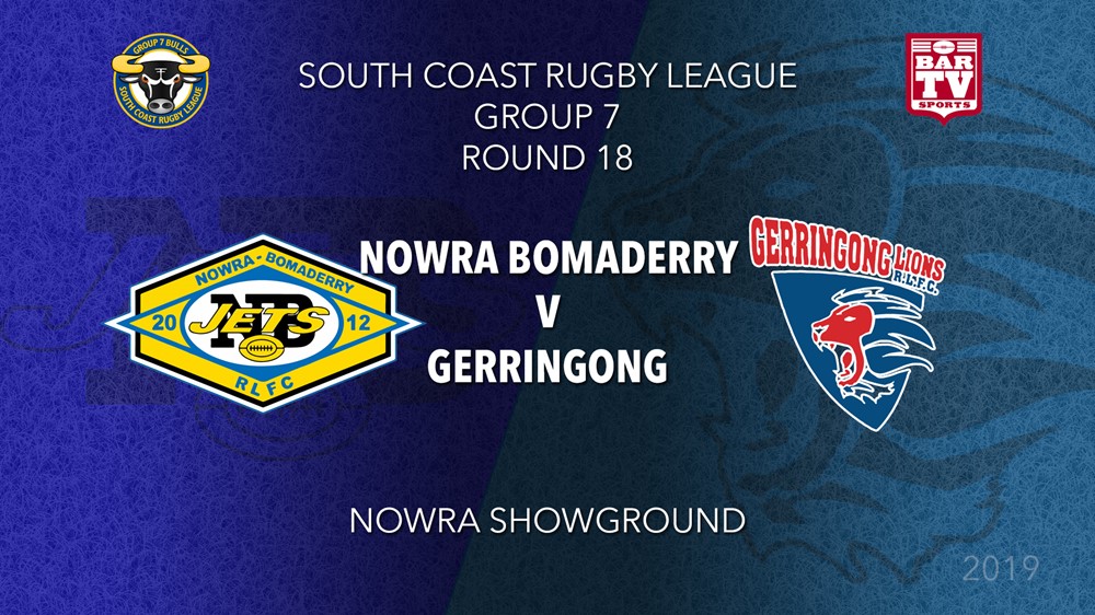  Group 7 South Coast Rugby League Round 18 - 1st Grade - Nowra-Bomaderry  v Gerringong Slate Image