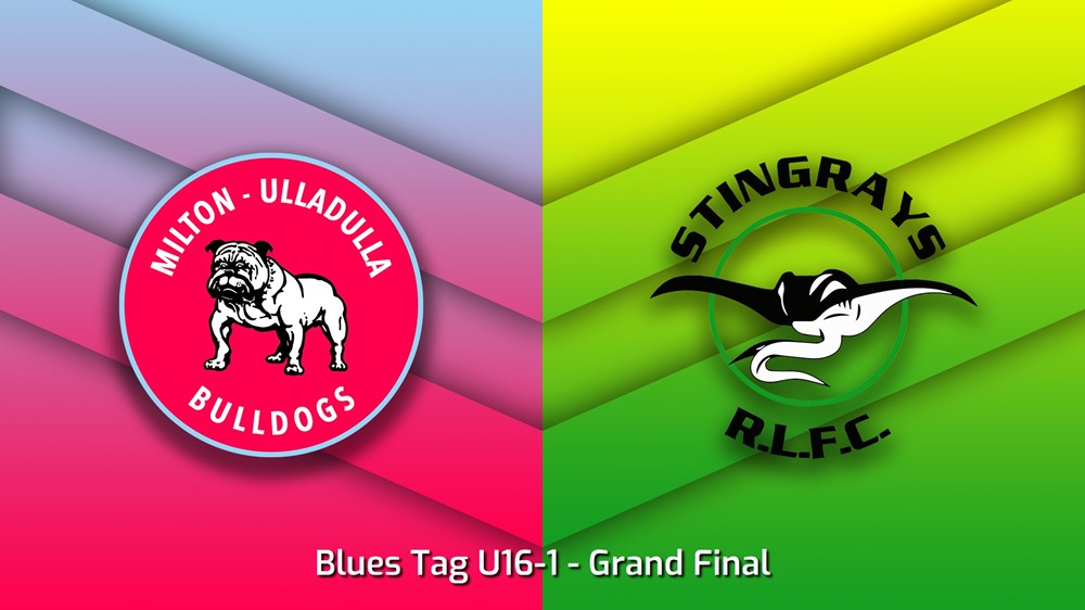 230826-South Coast Juniors Grand Final - Blues Tag U16-1 - Milton-Ulladulla Bulldogs v Stingrays of Shellharbour Slate Image