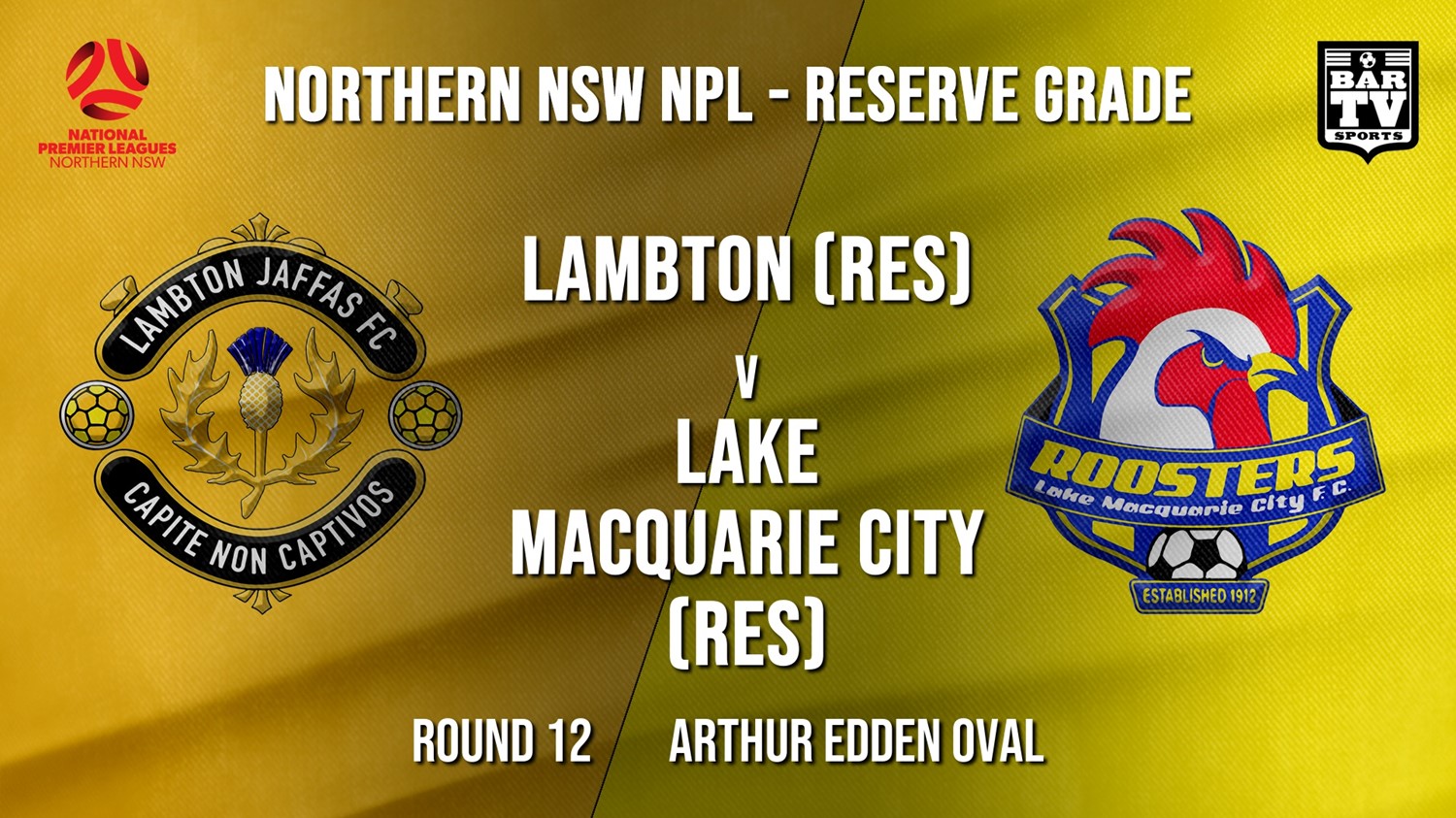 NPL NNSW RES Round 12 - Lambton Jaffas FC (Res) v Lake Macquarie City FC (Res) Minigame Slate Image