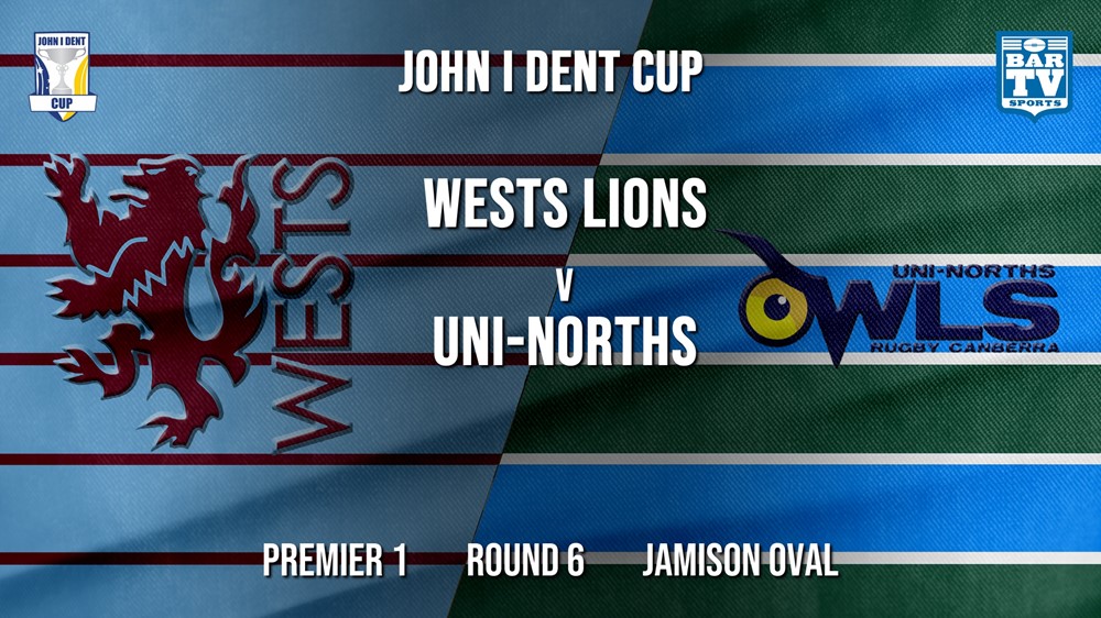 John I Dent Round 6 - Premier 1 - Wests Lions v UNI-Norths Slate Image