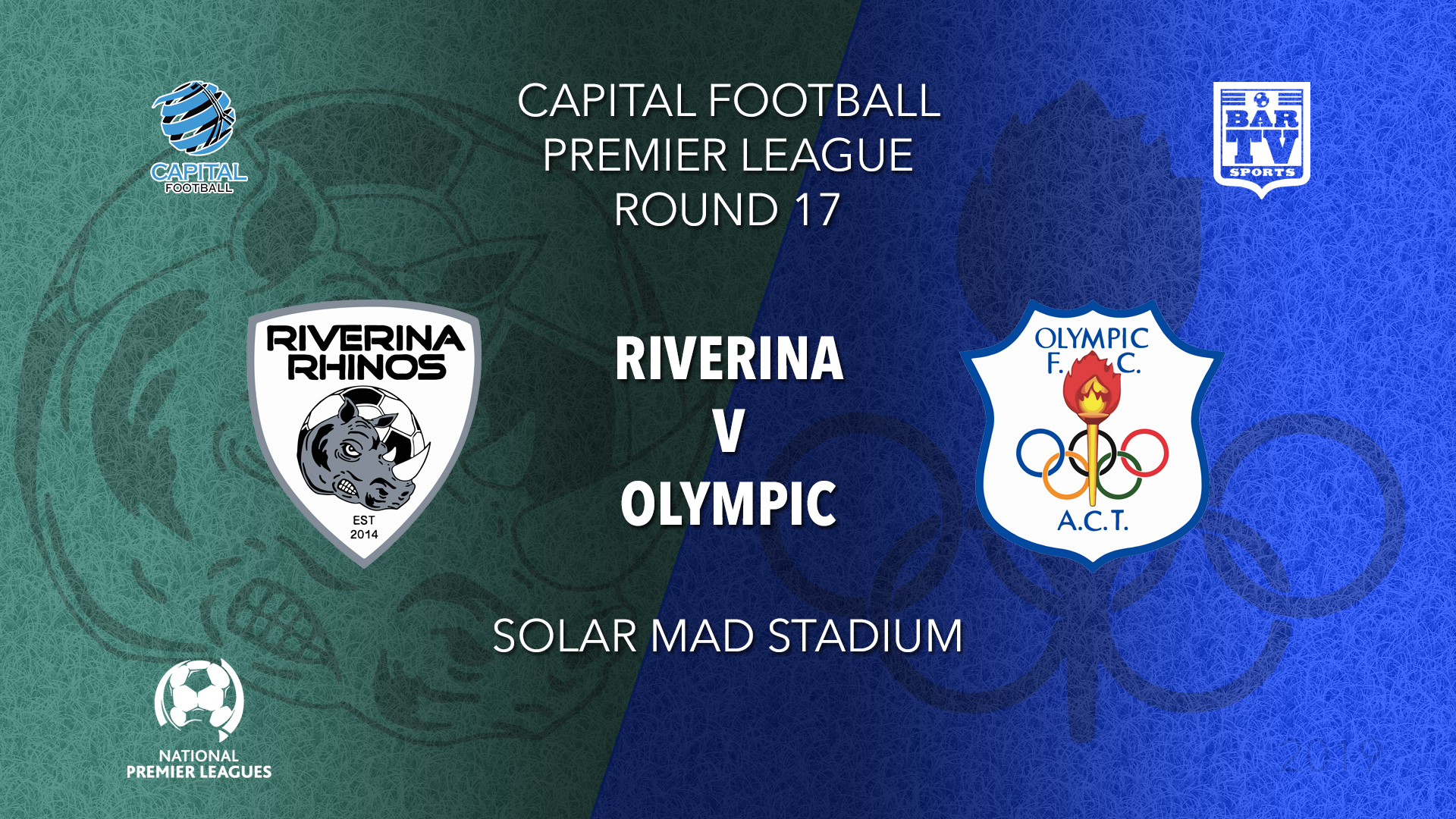 NPL - Capital Round 17 - Riverina Rhinos v Canberra Olympic FC Slate Image