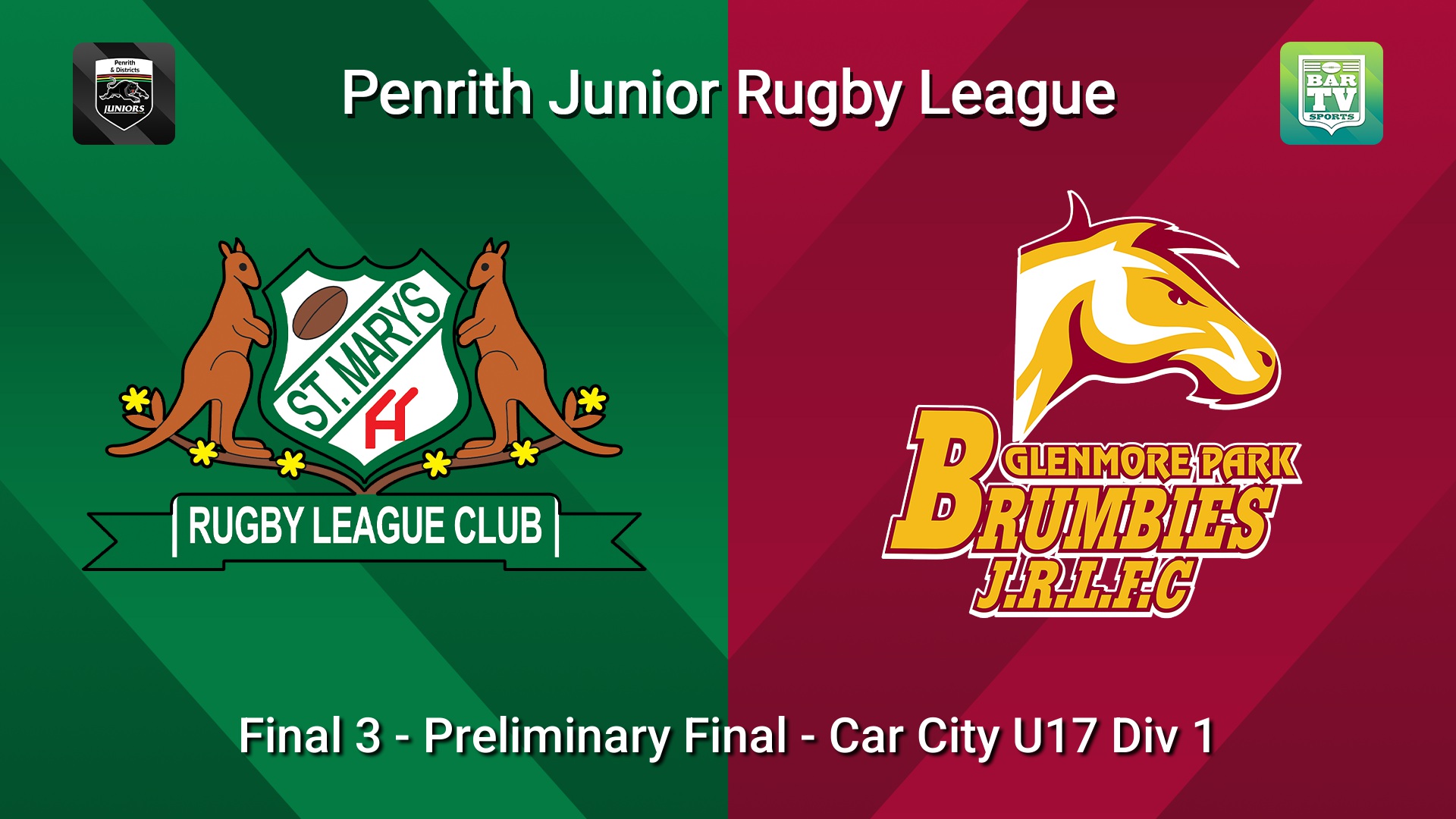 260905-video-Penrith & District Junior Rugby League Final 3 - Preliminary Final - Car City U17 Div 1 - St Marys v Glenmore Park Slate Image