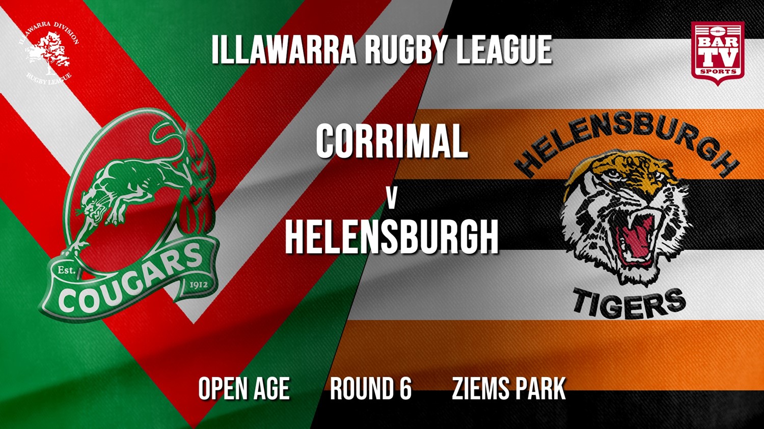 IRL Round 6 - Open Age - Corrimal Cougars v Helensburgh Tigers Minigame Slate Image
