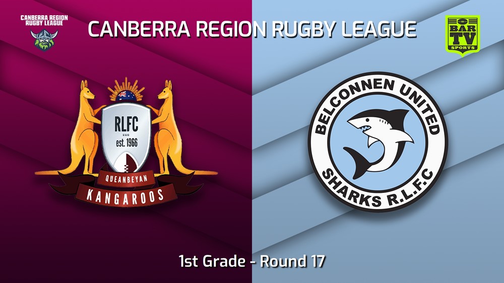 230819-Canberra Round 17 - 1st Grade - Queanbeyan Kangaroos v Belconnen United Sharks Minigame Slate Image