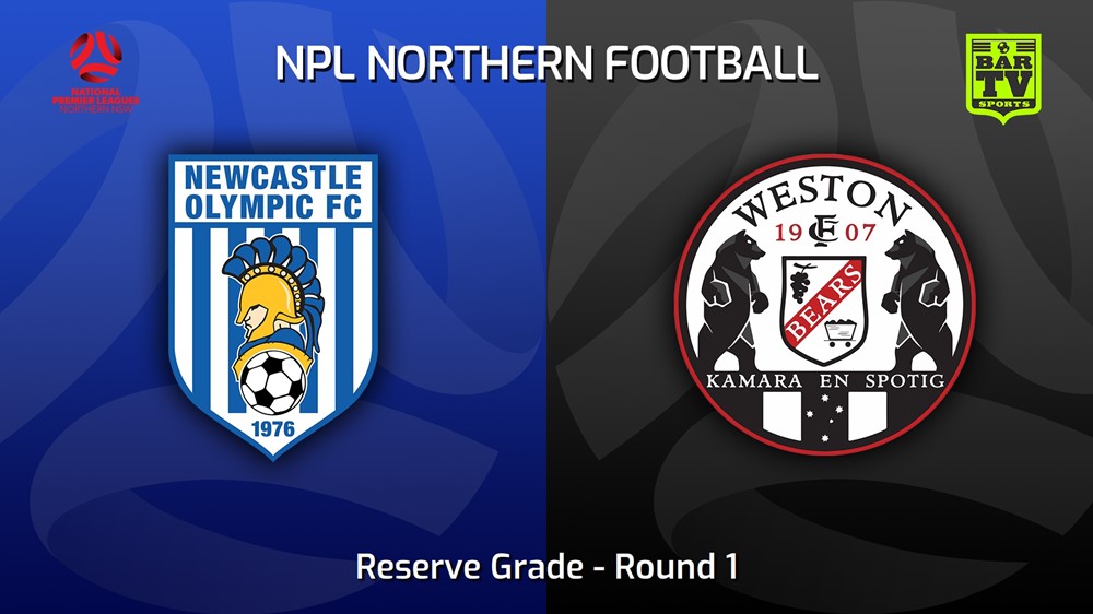 220907-NNSW NPLM Res Round 1 - Newcastle Olympic Res v Weston Workers FC Res Slate Image