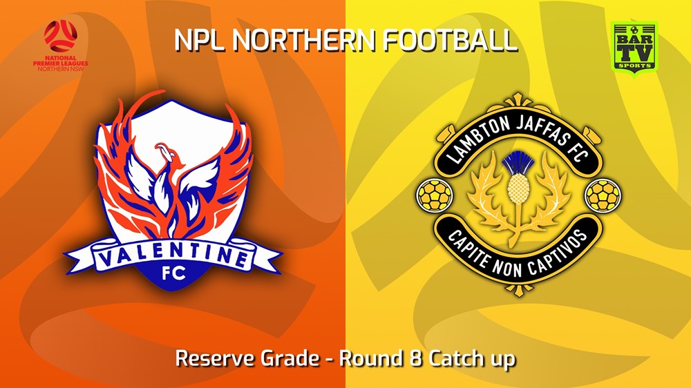 MINI GAME: NNSW NPLM Res Round 8 Catch up - Valentine Phoenix FC Res v Lambton Jaffas FC Res Slate Image