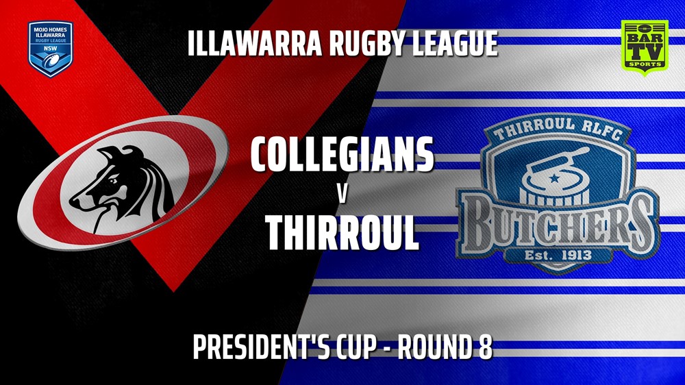 210605-IRL Round 8 - President's Cup - Collegians v Thirroul Butchers Slate Image