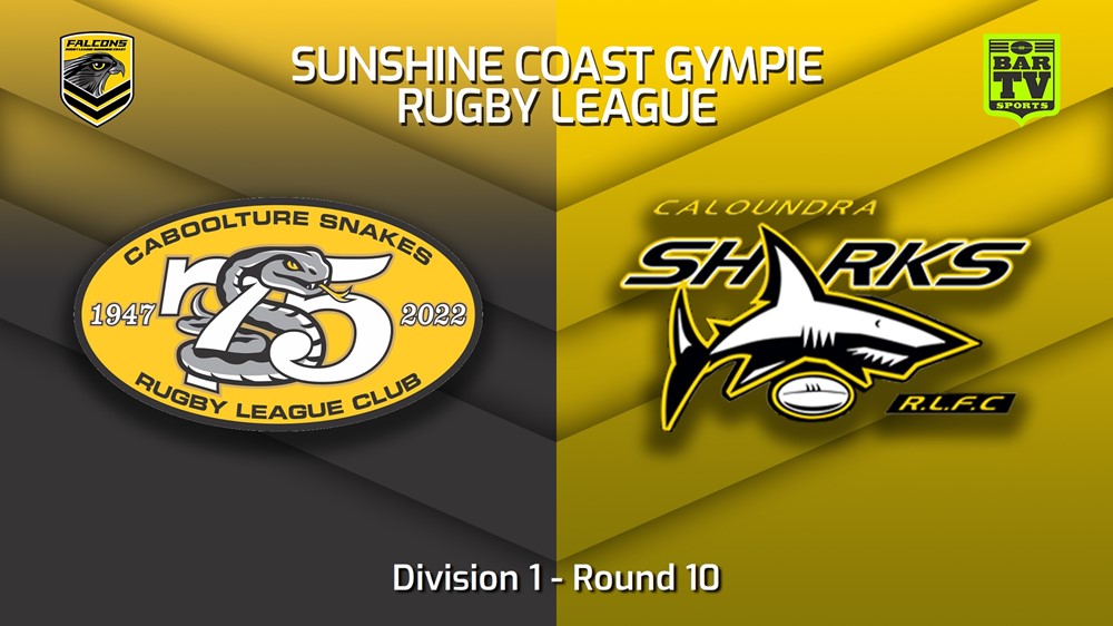 MINI GAME: Sunshine Coast RL Round 10 - Division 1 - Caboolture Snakes v Caloundra Sharks Slate Image