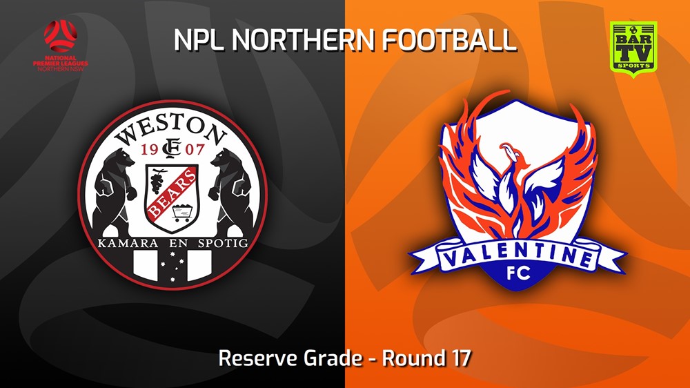 230702-NNSW NPLM Res Round 17 - Weston Workers FC Res v Valentine Phoenix FC Res Slate Image