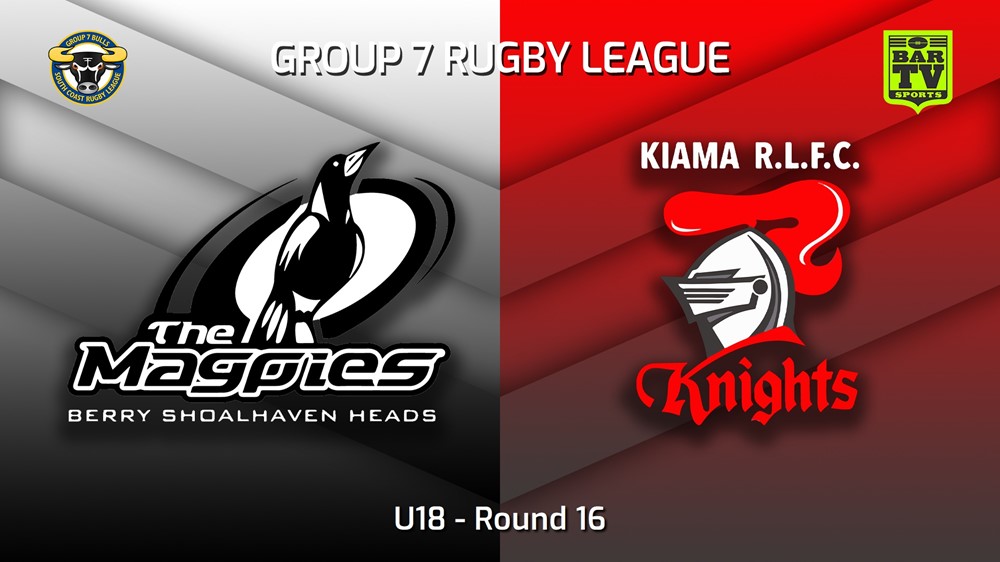 230805-South Coast Round 16 - U18 - Berry-Shoalhaven Heads Magpies v Kiama Knights Slate Image