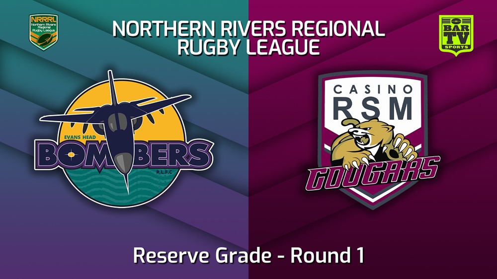 MINI GAME: Northern Rivers Round 1 - Reserve Grade - Evans Head Bombers v Casino RSM Cougars Slate Image