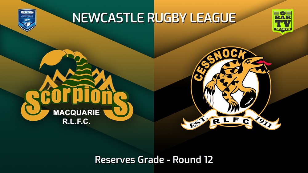 MINI GAME: Newcastle Round 12 - Reserves Grade - Macquarie Scorpions v Cessnock Goannas Slate Image