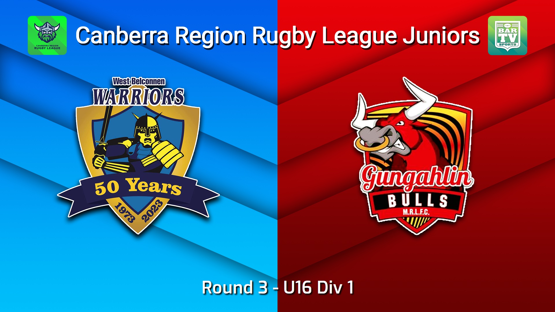 260517-video-Canberra Region Rugby League Juniors Round 3 - U16 Div 1 - West Belconnen Warriors Juniors v Gungahlin Bulls Juniors Slate Image