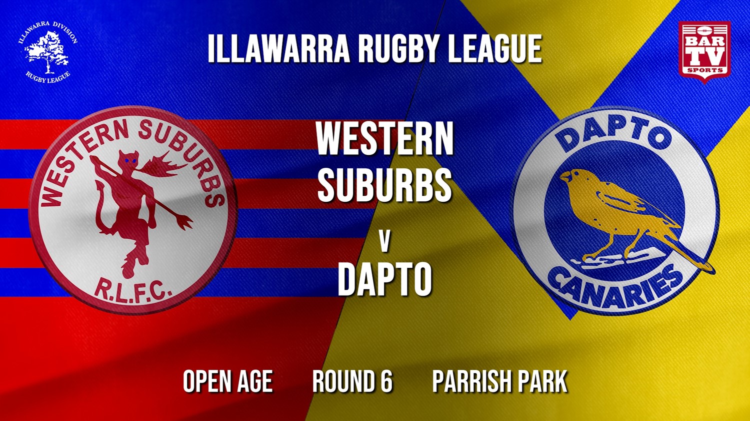 IRL Round 6 - Open Age - Western Suburbs Devils v Dapto Canaries Minigame Slate Image