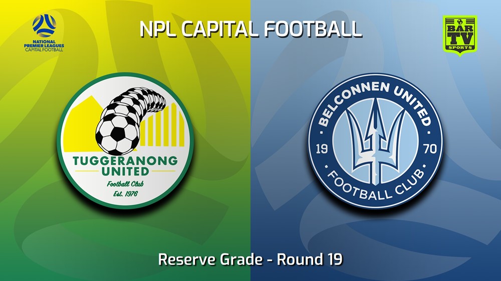 230820-NPL Women - Reserve Grade - Capital Football Round 19 - Tuggeranong United FC (women) v Belconnen United (women) Slate Image