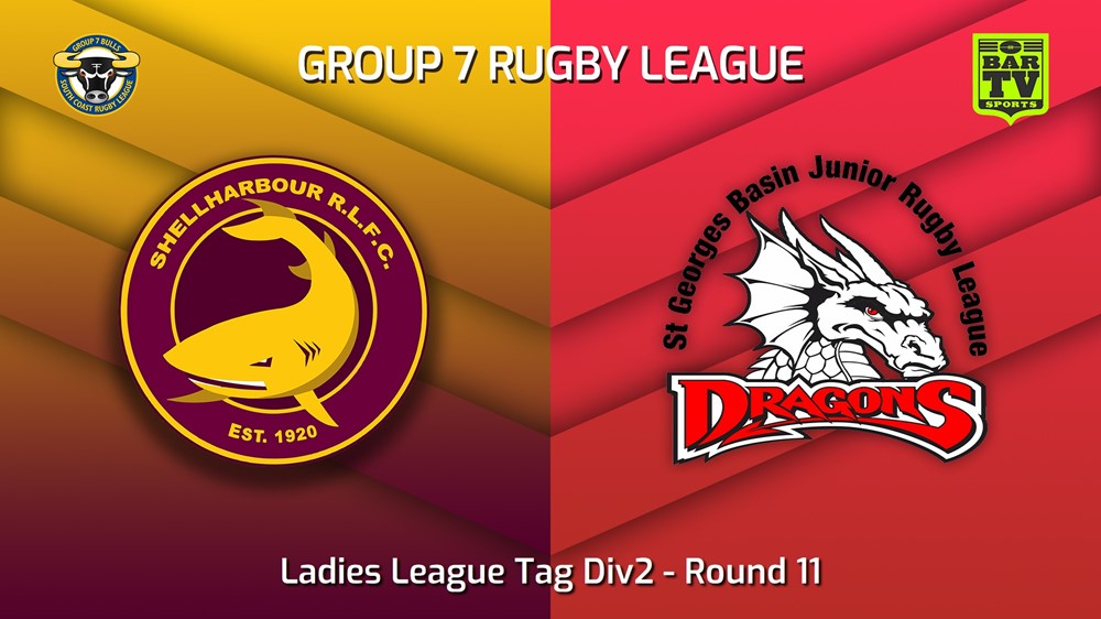 230618-South Coast Round 11 - Ladies League Tag Div2 - Shellharbour Sharks v St Georges Basin Dragons Minigame Slate Image