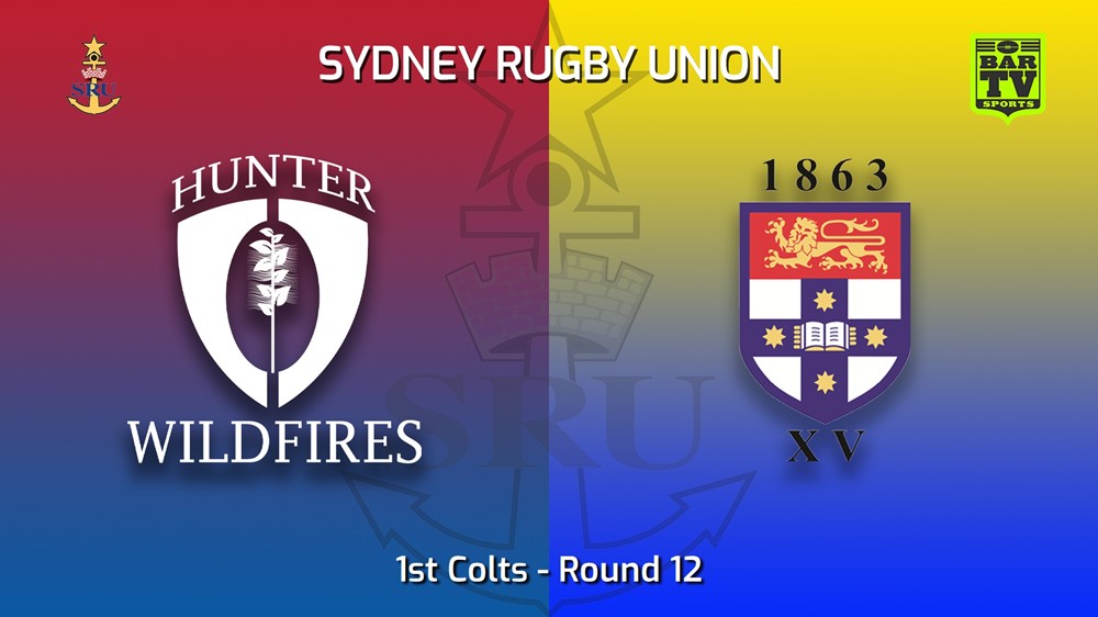 MINI GAME: Sydney Rugby Union Round 12 - 1st Colts - Hunter Wildfires v Sydney University Slate Image