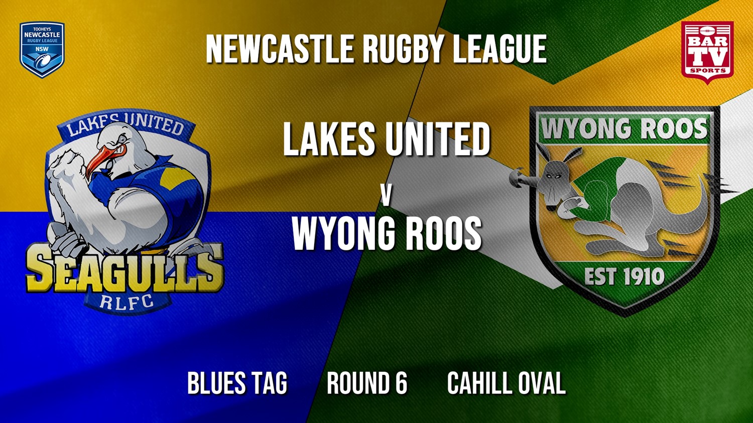MINI GAME: Newcastle Rugby League Round 6 - Blues Tag - Lakes United v Wyong Roos Slate Image