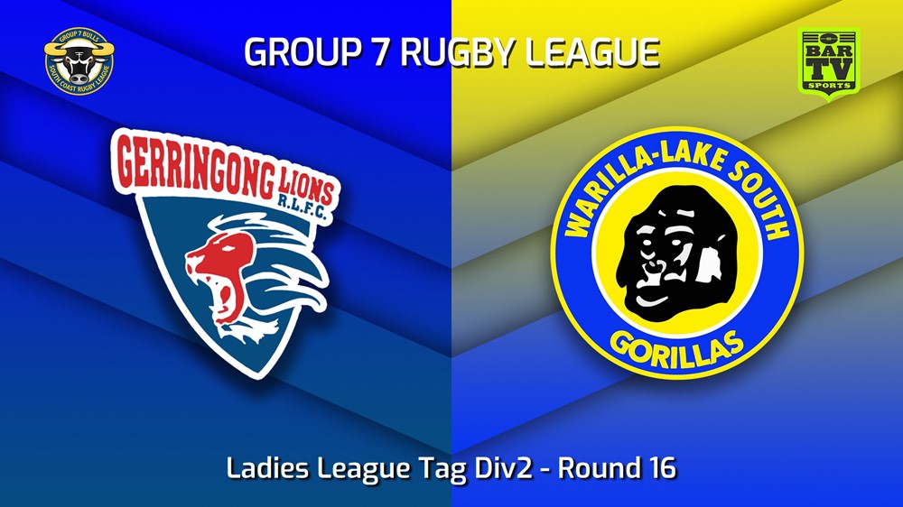 220813-South Coast Round 16 - Ladies League Tag Div2 - Gerringong Lions v Warilla-Lake South Gorillas Slate Image