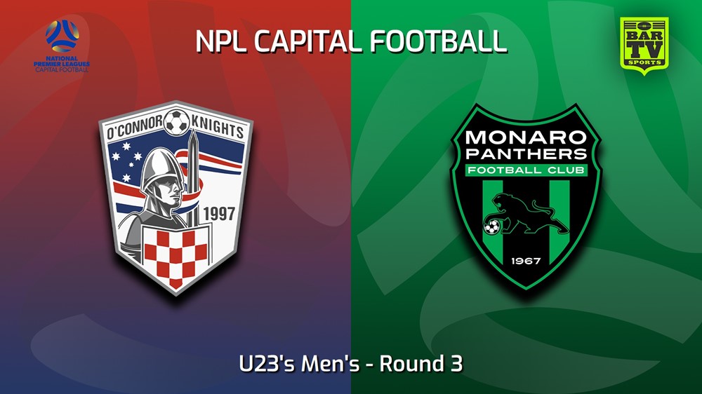 230429-Capital NPL U23 Round 3 - O'Connor Knights SC U23 v Monaro Panthers U23 Slate Image