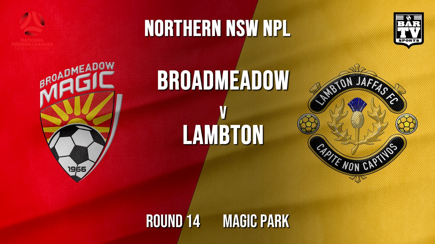 NPL - NNSW Round 14 - Broadmeadow Magic v Lambton Jaffas FC Minigame Slate Image