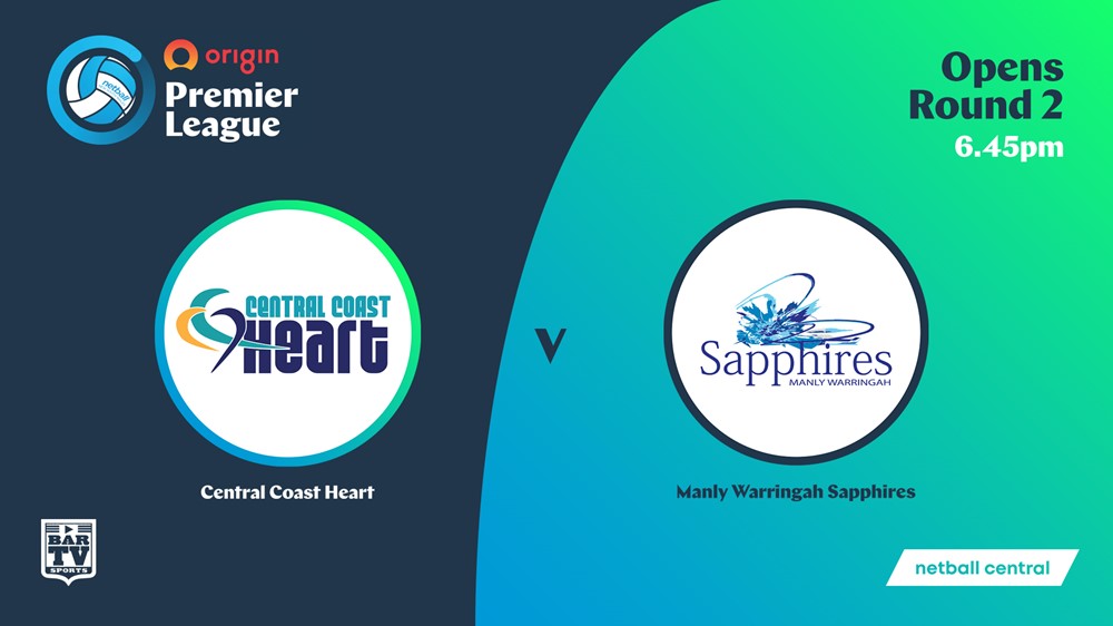 NSW Prem League Round 2 Showcourt - Opens - Central Coast Heart v Manly Warringah Sapphires Slate Image