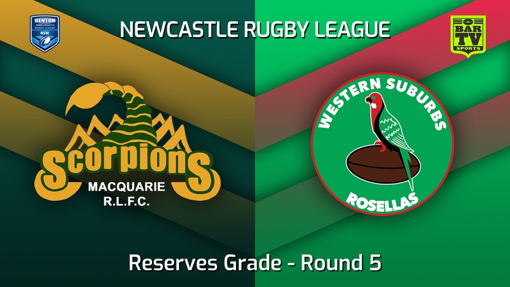 220423-Newcastle Round 5 - Reserves Grade - Macquarie Scorpions v Western Suburbs Rosellas Slate Image