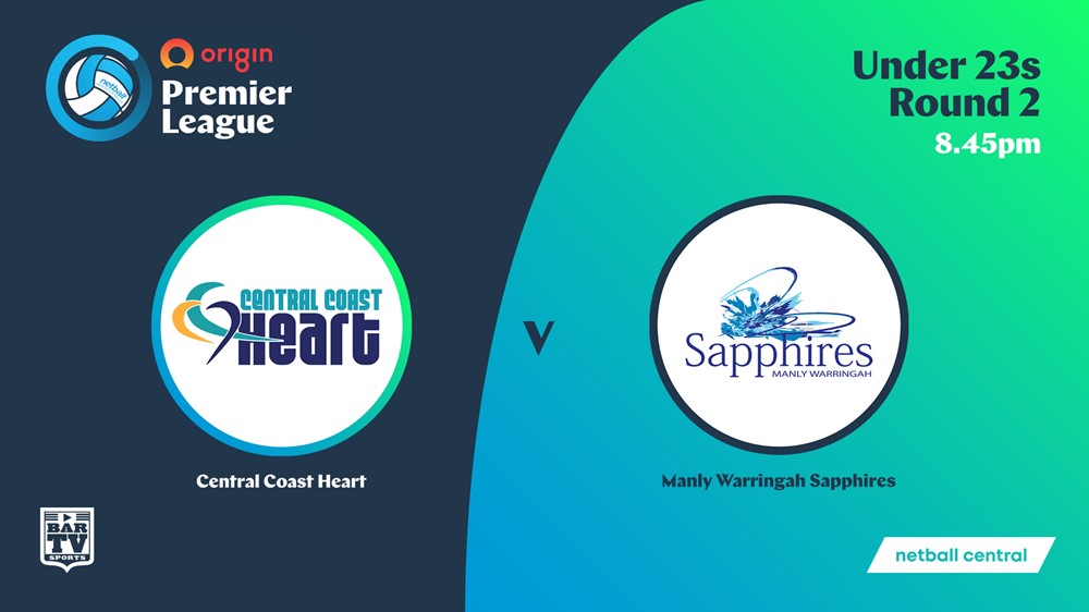 NSW Prem League Round 2 Showcourt - U23s - Central Coast Heart v Manly Warringah Sapphires Minigame Slate Image